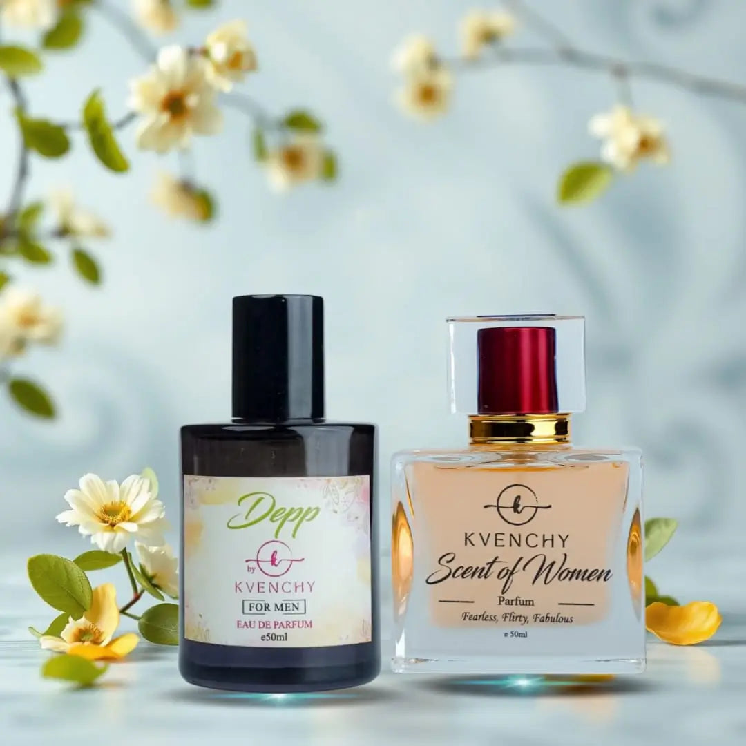 KVENCHY SP SERIES – DEPP &  SCENT OF WOMEN (Men & Women Edition) Eau de Parfum – Couple & Set Tributes to Dior Sauvage & Bombshell by Victoria Secret Size: 2 x 50ml - KVENCHY